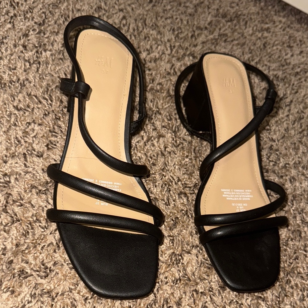 H&M Black Strappy Block Heels